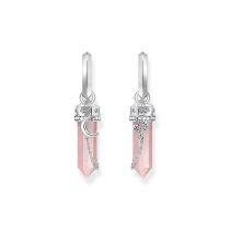 Thomas Sabo CR722-643-9 Orecchini a cerchio in argento con pendente in cristallo rosa e simboli Donna