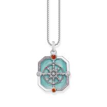 Thomas Sabo PE961-340-7 Ciondolo a catena in argento Ruota del Karma + zirconi Donna