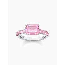 Thomas Sabo TR2451-051-9-54 Anello solitario in argento con pietre rosa da donna